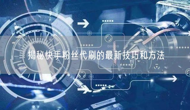 揭秘快手粉丝代刷的最新技巧和方法