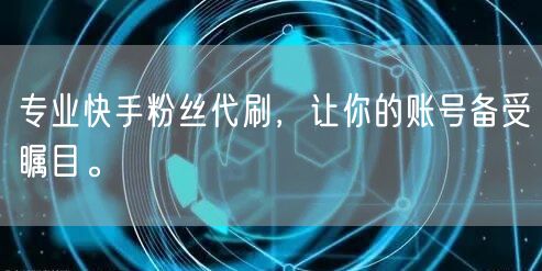专业快手粉丝代刷，让你的账号备受瞩目。