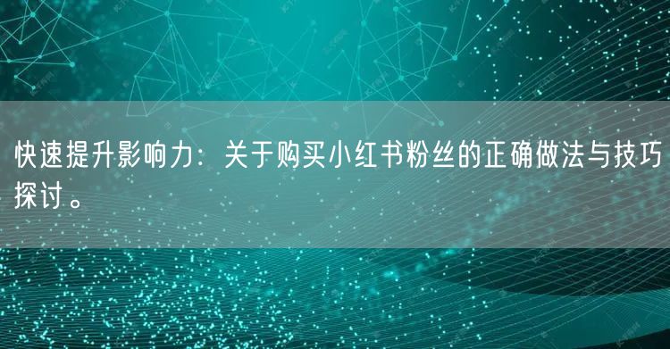 快速提升影响力：关于购买小红书粉丝的正确做法与技巧探讨。