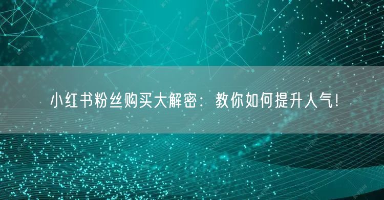 小红书粉丝购买大解密：教你如何提升人气！