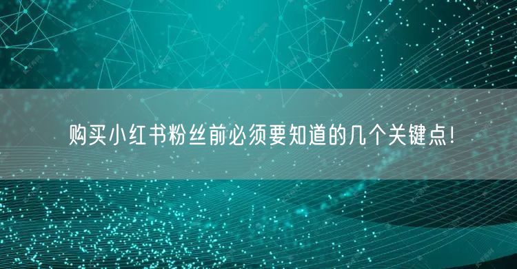 购买小红书粉丝前必须要知道的几个关键点！
