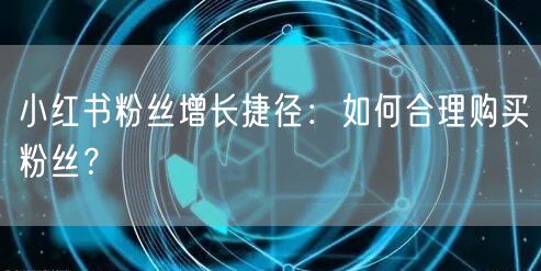 小红书粉丝增长捷径：如何合理购买粉丝？