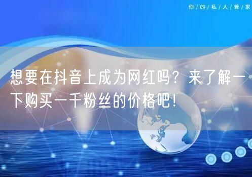 想要在抖音上成为网红吗？来了解一下购买一千粉丝的价格吧！