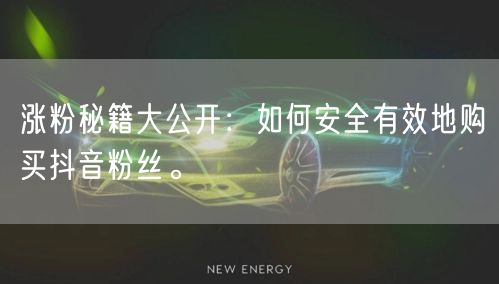 涨粉秘籍大公开：如何安全有效地购买抖音粉丝。