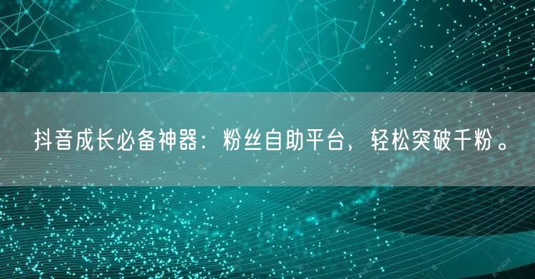 抖音成长必备神器：粉丝自助平台，轻松突破千粉。