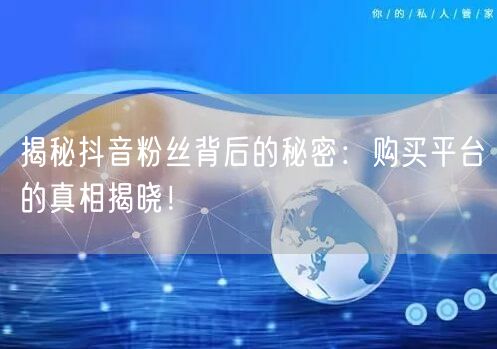 揭秘抖音粉丝背后的秘密：购买平台的真相揭晓！
