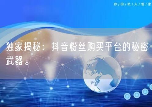 独家揭秘：抖音粉丝购买平台的秘密武器。