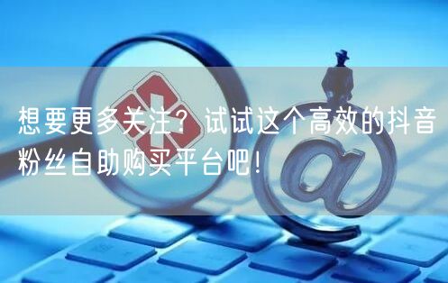 想要更多关注？试试这个高效的抖音粉丝自助购买平台吧！