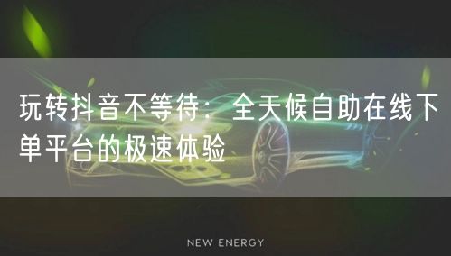 玩转抖音不等待：全天候自助在线下单平台的极速体验