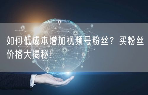 如何低成本增加视频号粉丝？买粉丝价格大揭秘！