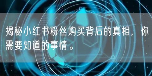 揭秘小红书粉丝购买背后的真相，你需要知道的事情。