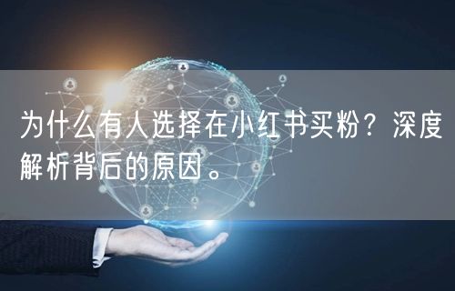 为什么有人选择在小红书买粉？深度解析背后的原因。