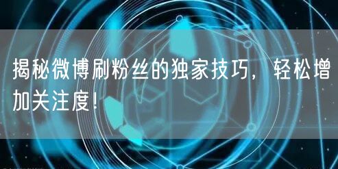 揭秘微博刷粉丝的独家技巧，轻松增加关注度！