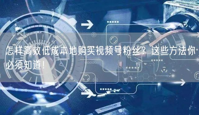 怎样高效低成本地购买视频号粉丝？这些方法你必须知道！