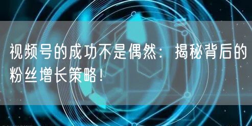 视频号的成功不是偶然：揭秘背后的粉丝增长策略！