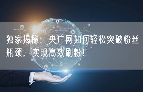 独家揭秘：央广网如何轻松突破粉丝瓶颈，实现高效刷粉！