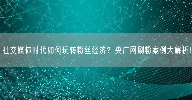 社交媒体时代如何玩转粉丝经济？央广网刷粉案例大解析！
