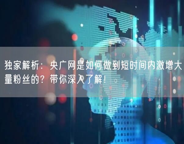 独家解析：央广网是如何做到短时间内激增大量粉丝的？带你深入了解！