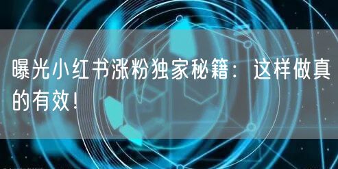 曝光小红书涨粉独家秘籍：这样做真的有效！