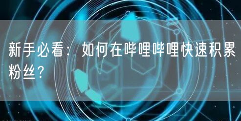 新手必看：如何在哔哩哔哩快速积累粉丝？