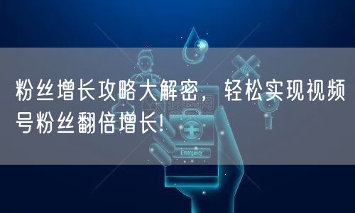 粉丝增长攻略大解密，轻松实现视频号粉丝翻倍增长!