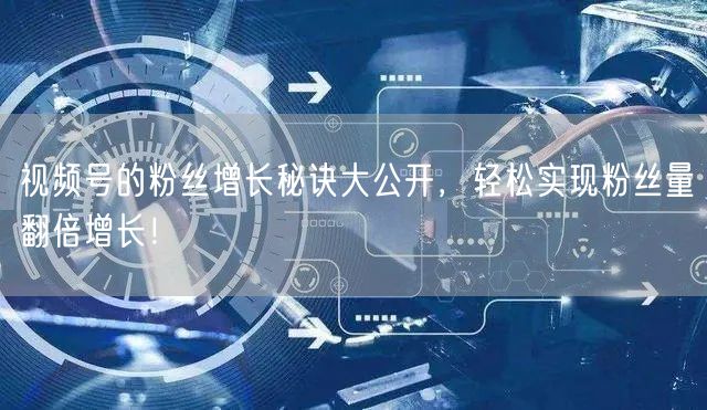 视频号的粉丝增长秘诀大公开，轻松实现粉丝量翻倍增长！