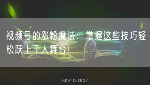 视频号的涨粉魔法：掌握这些技巧轻松跃上千人舞台！