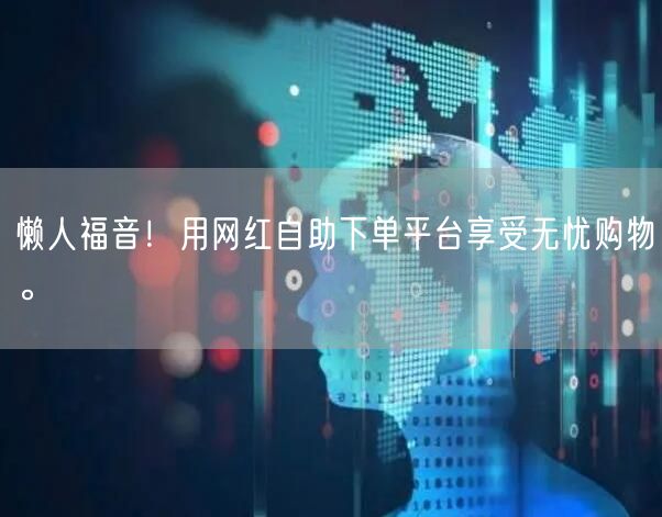 懒人福音！用网红自助下单平台享受无忧购物。