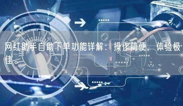 网红助手自助下单功能详解：操作简便，体验极佳。