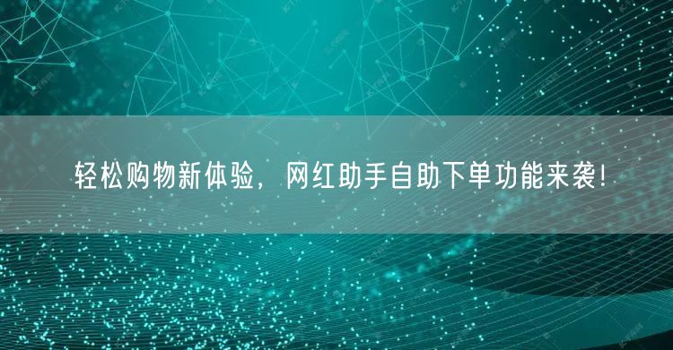 轻松购物新体验，网红助手自助下单功能来袭！